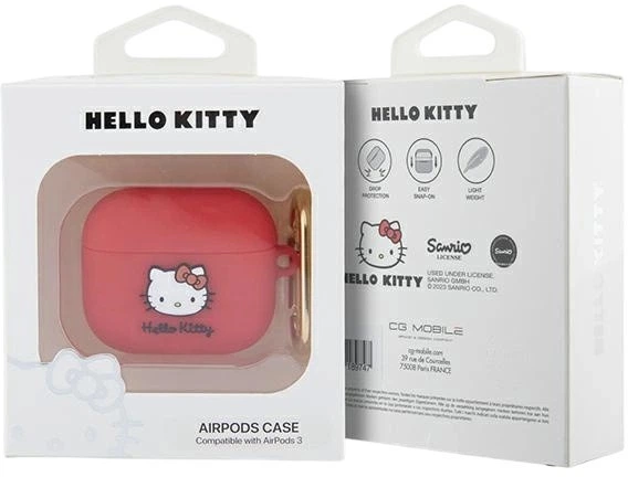 Etui Hello Kitty Silicone 3D Kitty Head do Apple AirPods 3 Red (3666339189747) - obraz 3
