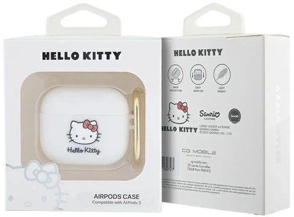 Etui Hello Kitty Silicone 3D Kitty Head do Apple AirPods 3 White (3666339189785) - obraz 3