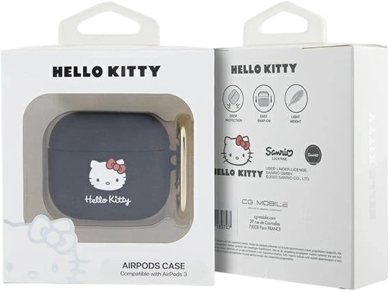 Etui Hello Kitty Silicone 3D Kitty Head do Apple AirPods 3 Black (3666339189662) - obraz 3