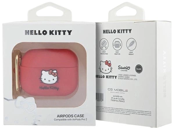 Etui Hello Kitty Silicone 3D Kitty Head do Apple AirPods Pro 2 Red (3666339189730) - obraz 4