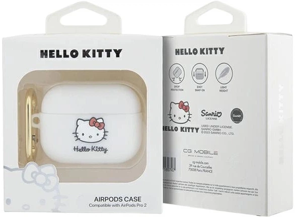 Etui Hello Kitty Silicone 3D Kitty Head do Apple AirPods Pro 2 White (3666339189778) - obraz 4