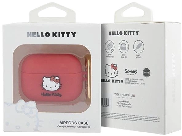 Etui Hello Kitty Silicone 3D Kitty Head do Apple AirPods Pro Red (3666339189723) - obraz 3