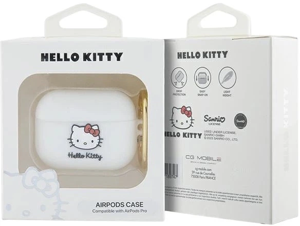 Etui Hello Kitty Silicone 3D Kitty Head do Apple AirPods Pro White (3666339189761) - obraz 3