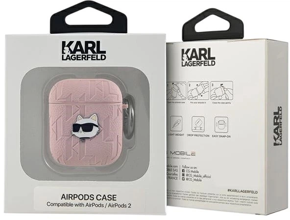 Чехол Karl Lagerfeld Monogram Choupette Head для Apple AirPods 1 / 2 Pink (3666339283711) - зображення 3