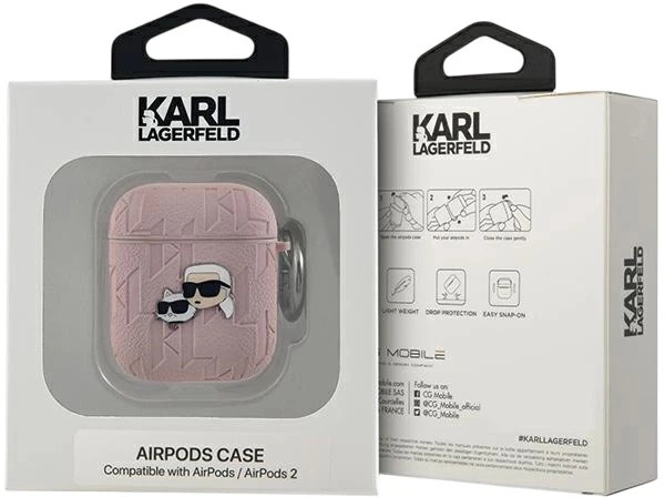 Чехол Karl Lagerfeld Monogram Karl & Choupette Head для Apple AirPods 1 / 2 Pink (3666339283674) - зображення 3