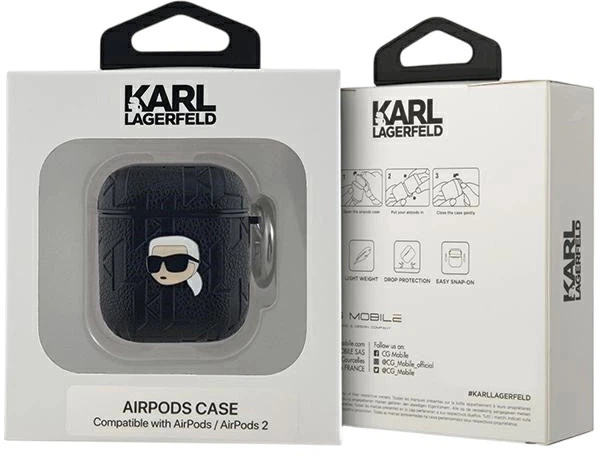 Чехол Karl Lagerfeld Monogram Karl Head для Apple AirPods 1 / 2 Black (3666339283636) - зображення 3