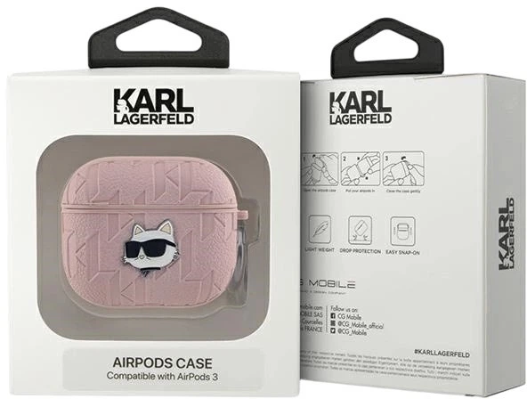 Чехол Karl Lagerfeld Monogram Choupette Head для Apple AirPods 3 Pink (3666339283735) - зображення 3