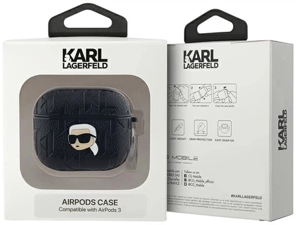 Чехол Karl Lagerfeld Monogram Karl Head для Apple AirPods 3 Black (3666339283650) - зображення 3