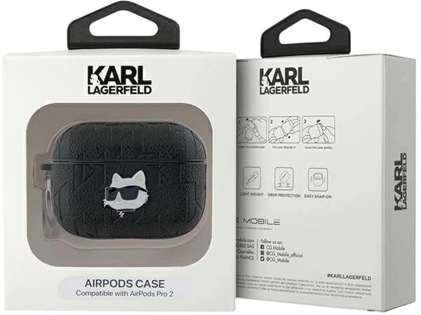 Чехол Karl Lagerfeld Monogram Choupette Head для Apple AirPods Pro 2 Black (3666339283629) - зображення 4