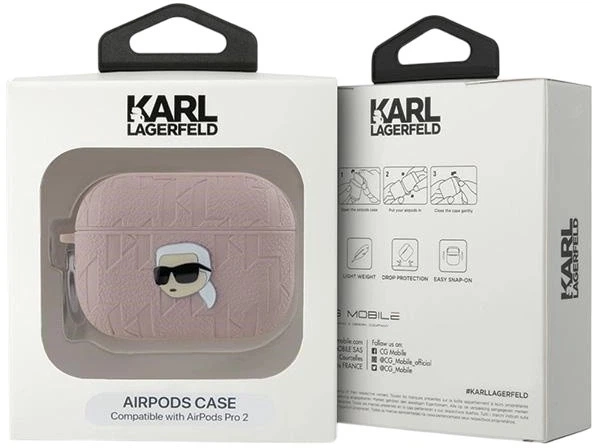 Чехол Karl Lagerfeld Monogram Monogram Karl Head для Apple AirPods Pro 2 Pink (3666339283780) - зображення 4