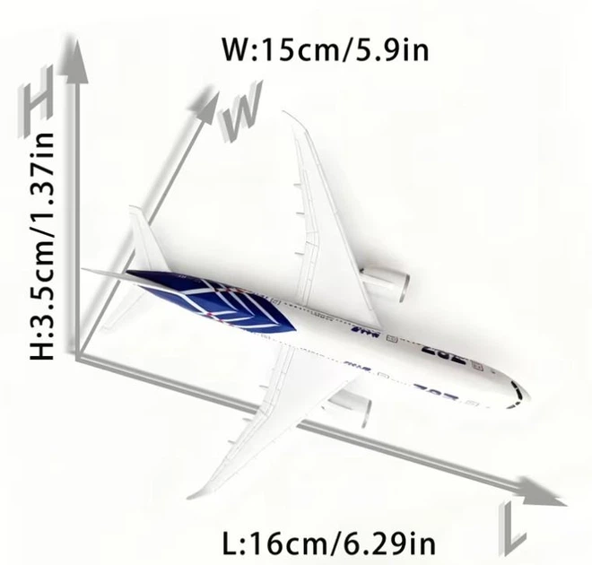 Модель літака Boeing 787 Dreamliner 1:400 металева лита колекційна модель пасажирського авіалайнера 16 см - зображення 2