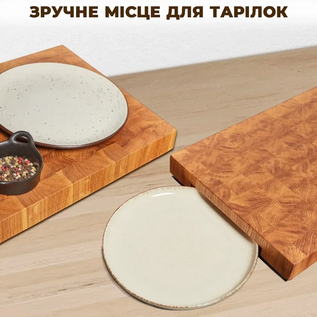 Торцева обробна дошка розміром 50x30x4 см з натурального дерева дуб | Міцна та довговічна CB-070 - зображення 2