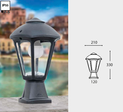Світильник вуличний стовпчик DISMA/GIAMPY BLACK CLEAR E27 чорний FUMAGALLI - зображення 2