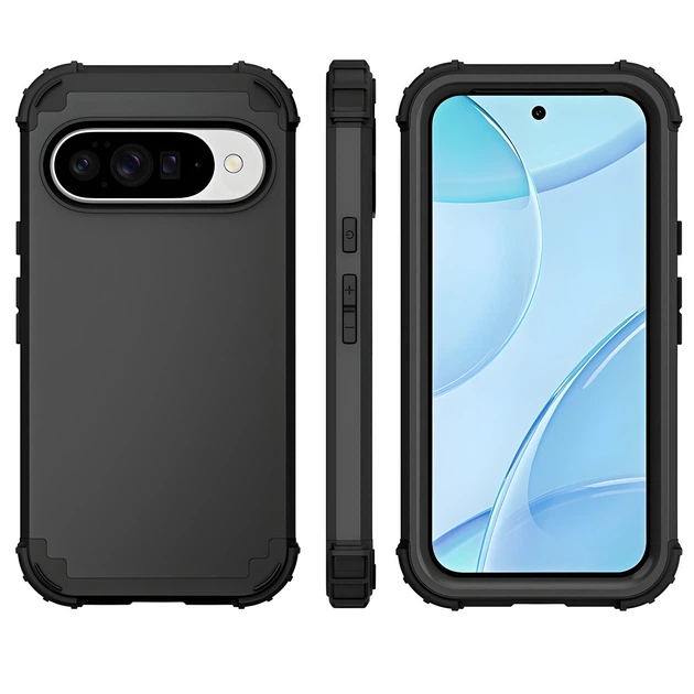 Противоударный чехол 3in1 для Google Pixel 10 черный трехсоставной бампер - Фото 2 Противоударный чехол 3in1 для Google Pixel 10 черный трехсоставной бампер - изображение 2