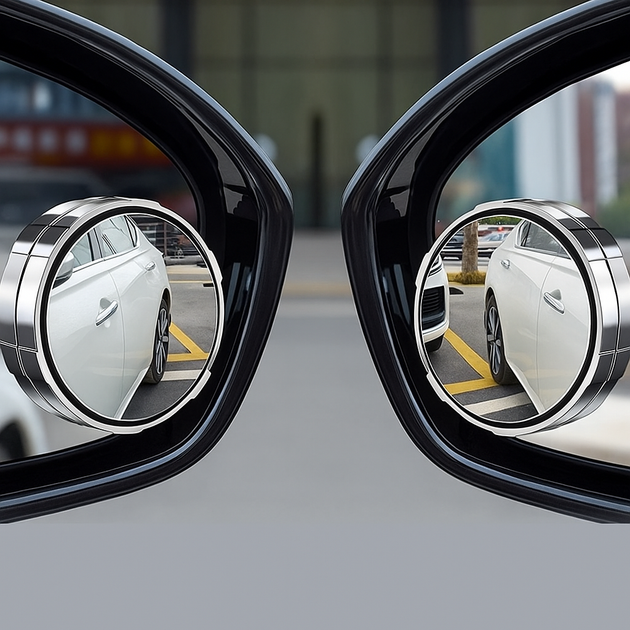 Автомобильные дополнительные круглые зеркала обзора слепых зон автозеркало 360° диаметром 55 мм с креплением на присоске комплект 2 шт - изображение 4
