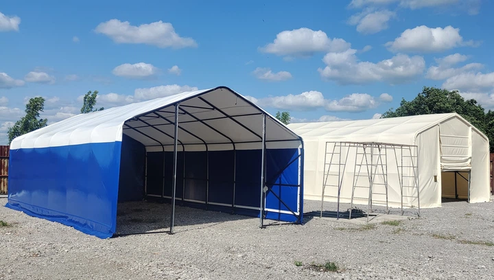 Каркасно-тентовый ангар 12,4×6,1×4,5 м Усиленный | Быстровозводимый склад / ангар / СТО - изображение 5