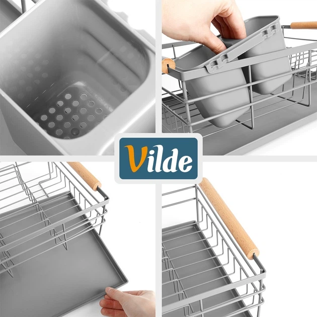 Сушарка для посуду Vilde сіра 43 x 28.5 x 14.5 см (5904316475499) - зображення 4