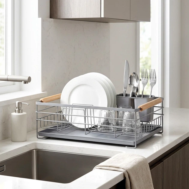 Сушарка для посуду Vilde сіра 43 x 28.5 x 14.5 см (5904316475499) - зображення 7