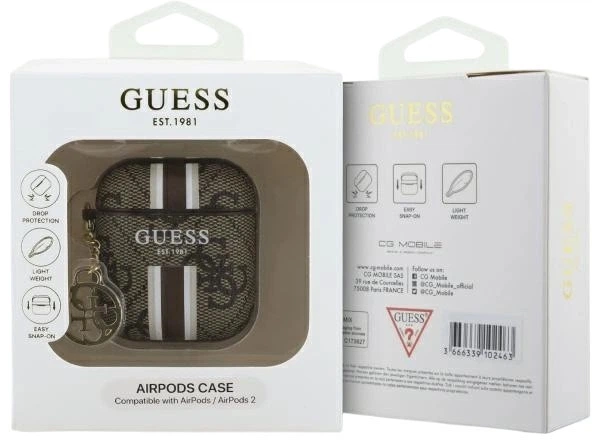 Чехол Guess 4G Printed Stripes Charm для Apple AirPods 1/2 Brown (3666339311100) - Фото 3 Чехол Guess 4G Printed Stripes Charm для Apple AirPods 1/2 Brown (3666339311100) - изображение 3