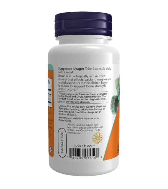 Бор Now Foods (Boron) 3 мг 250 капсул - изображение 3