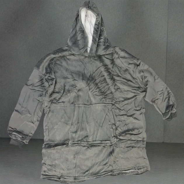 Плед-толстовка Huggle Hoodie Серый теплый плед-халат с капюшоном и рукавами - изображение 5