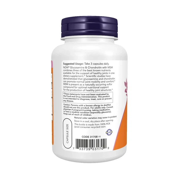 Глюкозамин, хондроитин и МСМ "Glucosamine & Chondroitin with MSM" Now Foods, 90 капсул - Фото 3 Глюкозамин, хондроитин и МСМ "Glucosamine & Chondroitin with MSM" Now Foods, 90 капсул - изображение 3