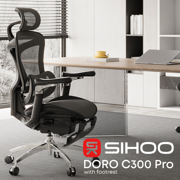 Fotel biurowy SIHOO DORO C300 Pro Mesh Black (DORO-C300-PRO-M101-JT) - obraz 7