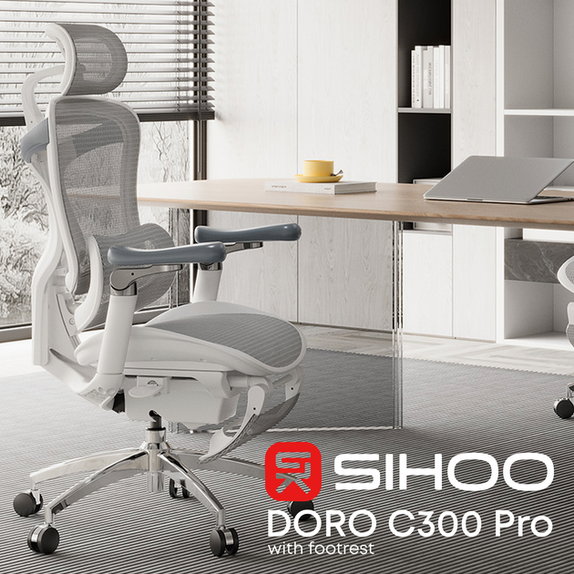 Fotel biurowy Sihoo DORO C300 Pro Mesh White (DORO-C300-PRO-M102-JT) - obraz 7