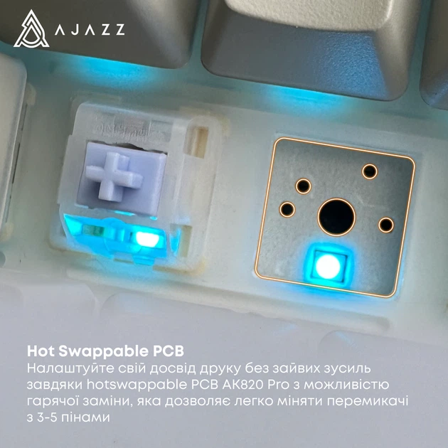 Бездротова механічна клавіатура Ajazz AK820 PRO 75% Gift Switch Black RGB (AK820PRO-G-BGY) - зображення 13