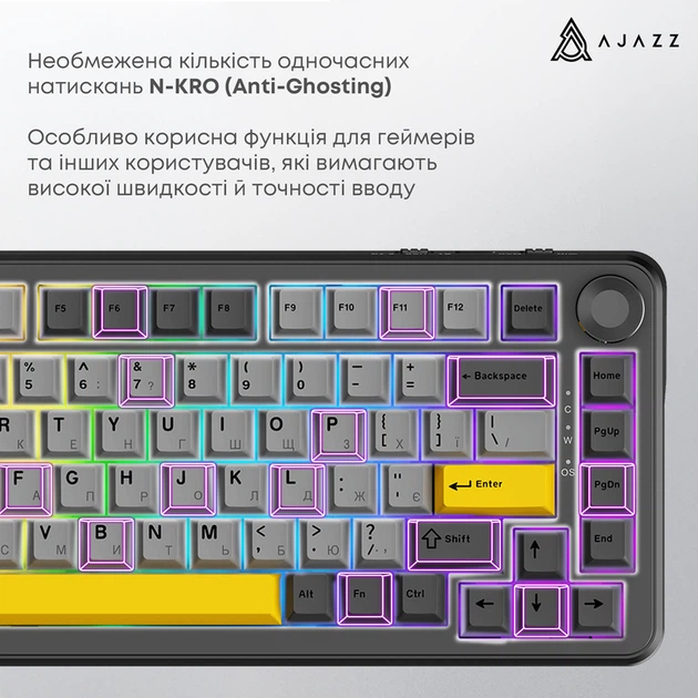 Клавіатура механічна бездротова Ajazz AK820 MAX PLUS Daydream Switch RGB Wireless/BT/USB Black - зображення 10