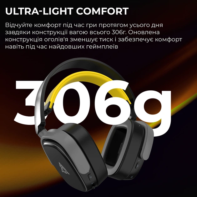 Бездротова ігрова гарнітура Ajazz AHM09 MAX Black Gray Yellow (AHM09-MAX-BGY) - Фото 12 Бездротова ігрова гарнітура Ajazz AHM09 MAX Black Gray Yellow (AHM09-MAX-BGY) - зображення 12