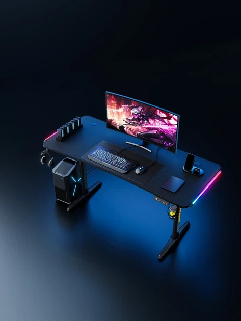 Комп’ютерний стіл з електрорегулюванням висоти Anda Seat Terminator RGB Black - Фото 5 Комп’ютерний стіл з електрорегулюванням висоти Anda Seat Terminator RGB Black - зображення 5