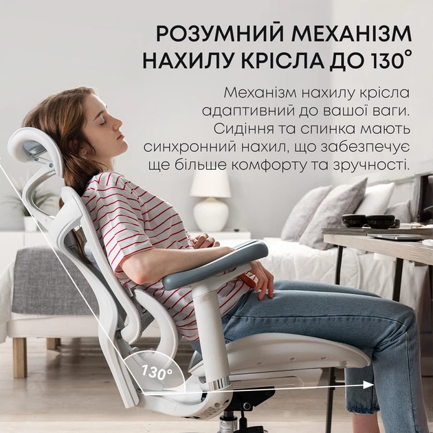 Крісло офісне Sihoo DORO C300L Mesh White - зображення 10