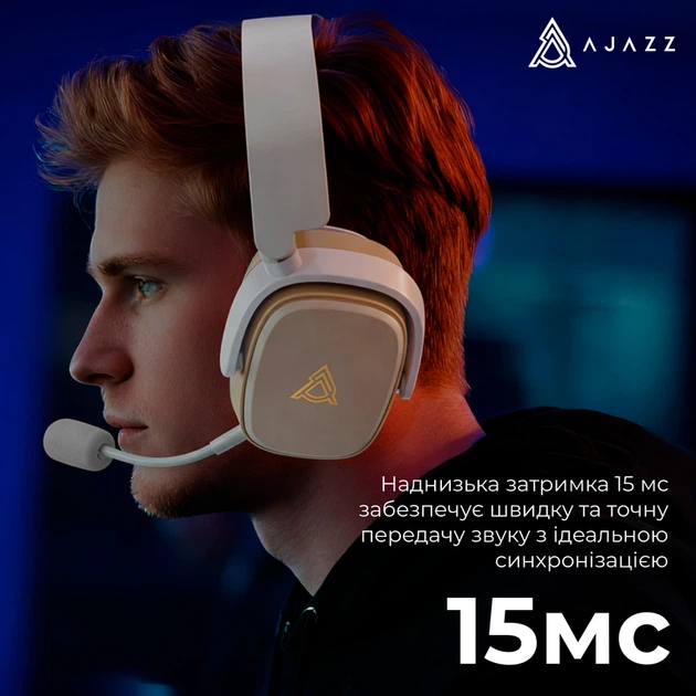 Бездротова ігрова гарнітура Ajazz AHM09 MAX Gray White (AHM09-MAX-GW) - зображення 11