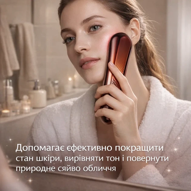 Микроструйный массажер для лица, LED терапия, красный/синий свет, подтяжка кожи, аккумуляторный 400 mAh - изображение 4