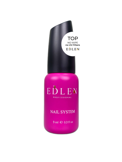 Топ для гель-лаку без липкого шару Edlen Professional Top Non Wipe No UV-Filters без УФ фільтру, 9 мл - Фото 1 Топ для гель-лаку без липкого шару Edlen Professional Top Non Wipe No UV-Filters без УФ фільтру, 9 мл - зображення 1
