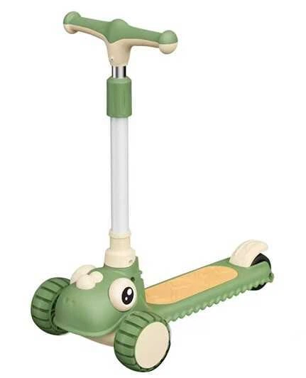 Дитячий триколісний самокат Skyper Dino TY-8911-23 зі світловими PU-колесами, музикою та підсвіткою платформи, складне регульоване кермо, від 3 років - зображення 5