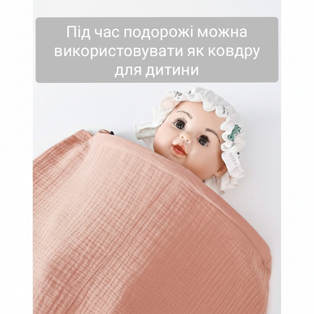 Муслінова накидка для годування з пластиковою вставкою та сумочкою для зберігання - изображение 4