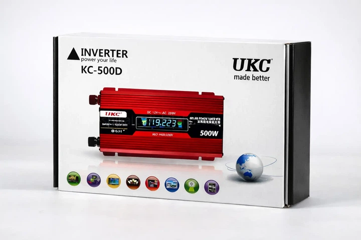 Преобразователь AC/DC KC-500D 500W инвертор для автомобиля с lcd дисплеем и охлаждением вентилятором - изображение 2