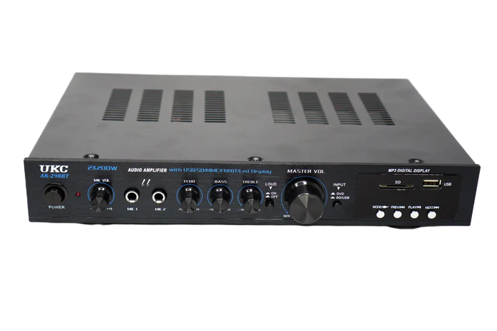 Усилитель звука UKC AK-298BT Bluetooth Караоке 2-канальный 200W Black (3_07856) - Фото 3 Усилитель звука UKC AK-298BT Bluetooth Караоке 2-канальный 200W Black (3_07856) - изображение 3