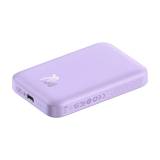 Павербанк Baseus Magnetic Mini Air з бездротовою зарядкою 20W 6000mAh Purple - изображение 6