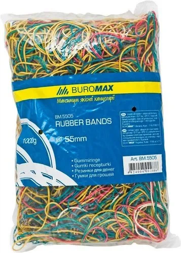 Гумки для грошей Buromax JOBMAX 1000 г асорті d 55 мм (BM.5505) - Фото 1 Гумки для грошей Buromax JOBMAX 1000 г асорті d 55 мм (BM.5505) - зображення 1