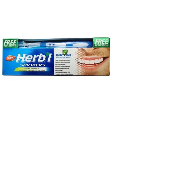DABUR Зубна паста для Курців 150 г+ щітка Dabur Herbl - Фото 1 DABUR Зубна паста для Курців 150 г+ щітка Dabur Herbl - изображение 1