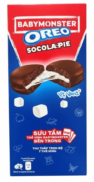 Шоколадные пирожные Oreo BabyMonster Socola-Pie Chocolate Vanilla Орео Ванильный крем (с коллекционной карточкой) 168г - Фото 1 Шоколадные пирожные Oreo BabyMonster Socola-Pie Chocolate Vanilla Орео Ванильный крем (с коллекционной карточкой) 168г - изображение 1