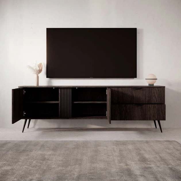 Тумба под ТВ Верис / Veris 2D2S/195 2-дверная с 2 ящиками Дуб дунин/черный Perfect Home - изображение 12