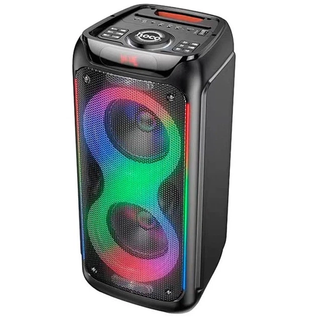 Колонка Bluetooth HOCO DS54 BT5.0, TWS, AUX/USB/TF/FM, 25Wx2 RGB підсвічування мікрофон для караоке + пульт для вечірок Чорний - зображення 4