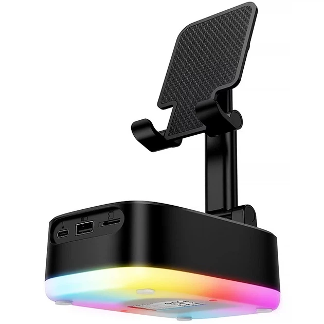 Колонка Bluetooth BOROFONE BR200 Marea BT speaker універсальна (Power Bank 1500mAh + тримач) RGB підсвічування Чорний - изображение 3