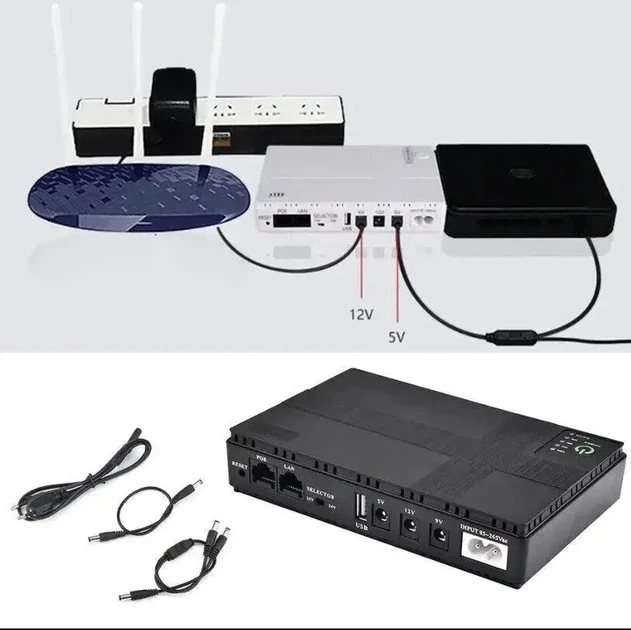 ИБП (UPS) DC1018L POE под сменные АКБ 18650 (4 шт, БЕЗ АКБ), Design 2, Black - изображение 3