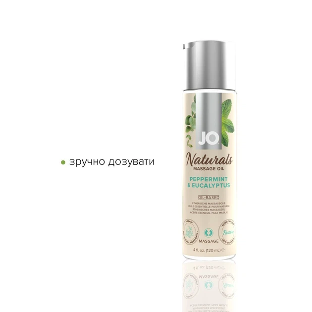 Масажне масло System JO-Naturals Massage Oil-Peppermint & Eucalyptus (120 мл) - Фото 3 Масажне масло System JO-Naturals Massage Oil-Peppermint & Eucalyptus (120 мл) - зображення 3