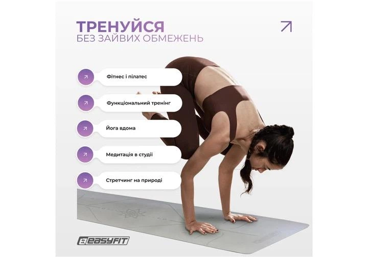Килимок для йоги та фітнесу EasyFit Polarity stone з ремнем (EF-A19241s-GYBK) - зображення 4